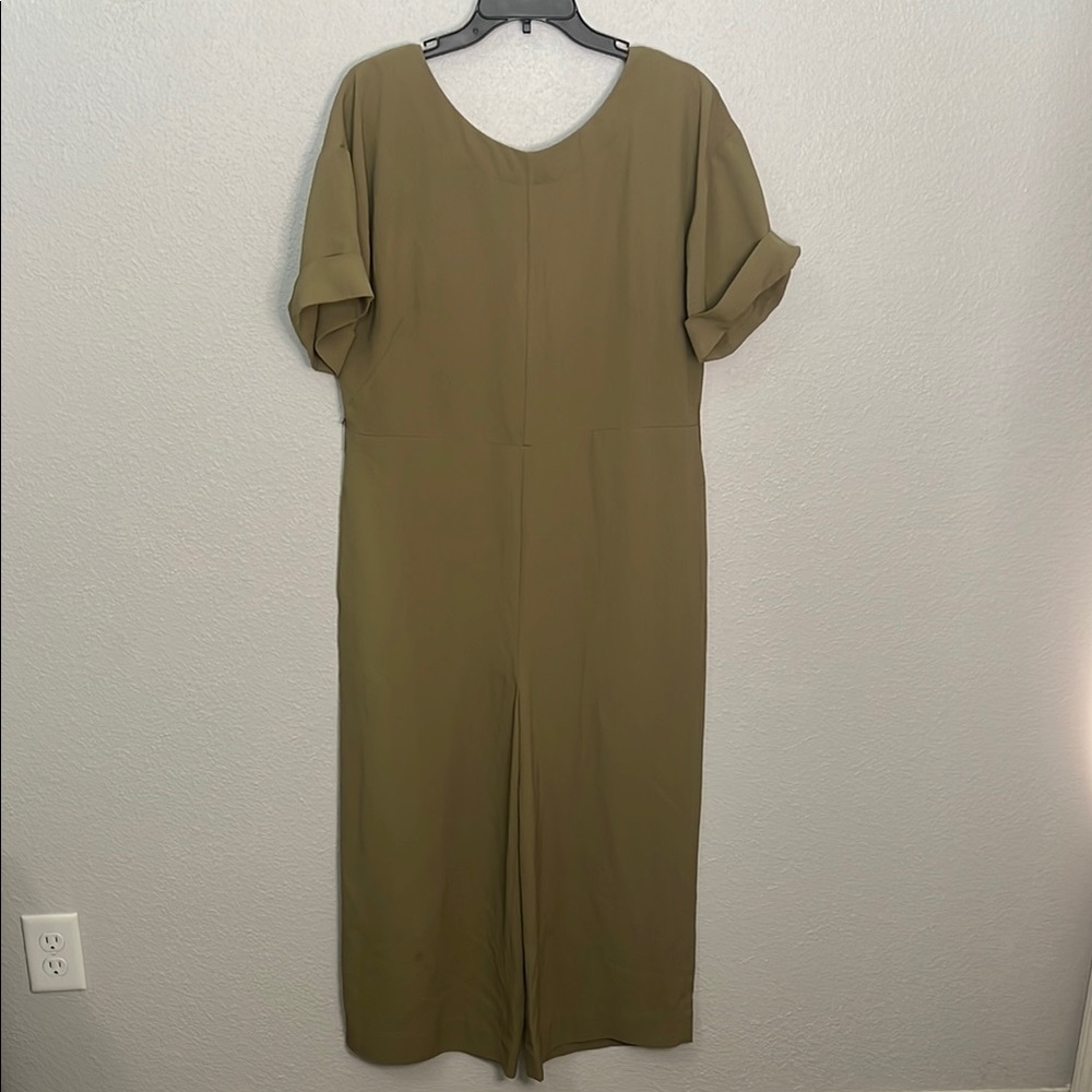 Everlane Green Triacetate Wide Leg Jumpsuit Size 8 *missing belt